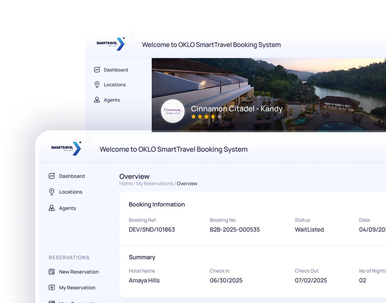 SmartTravel Booking System interface